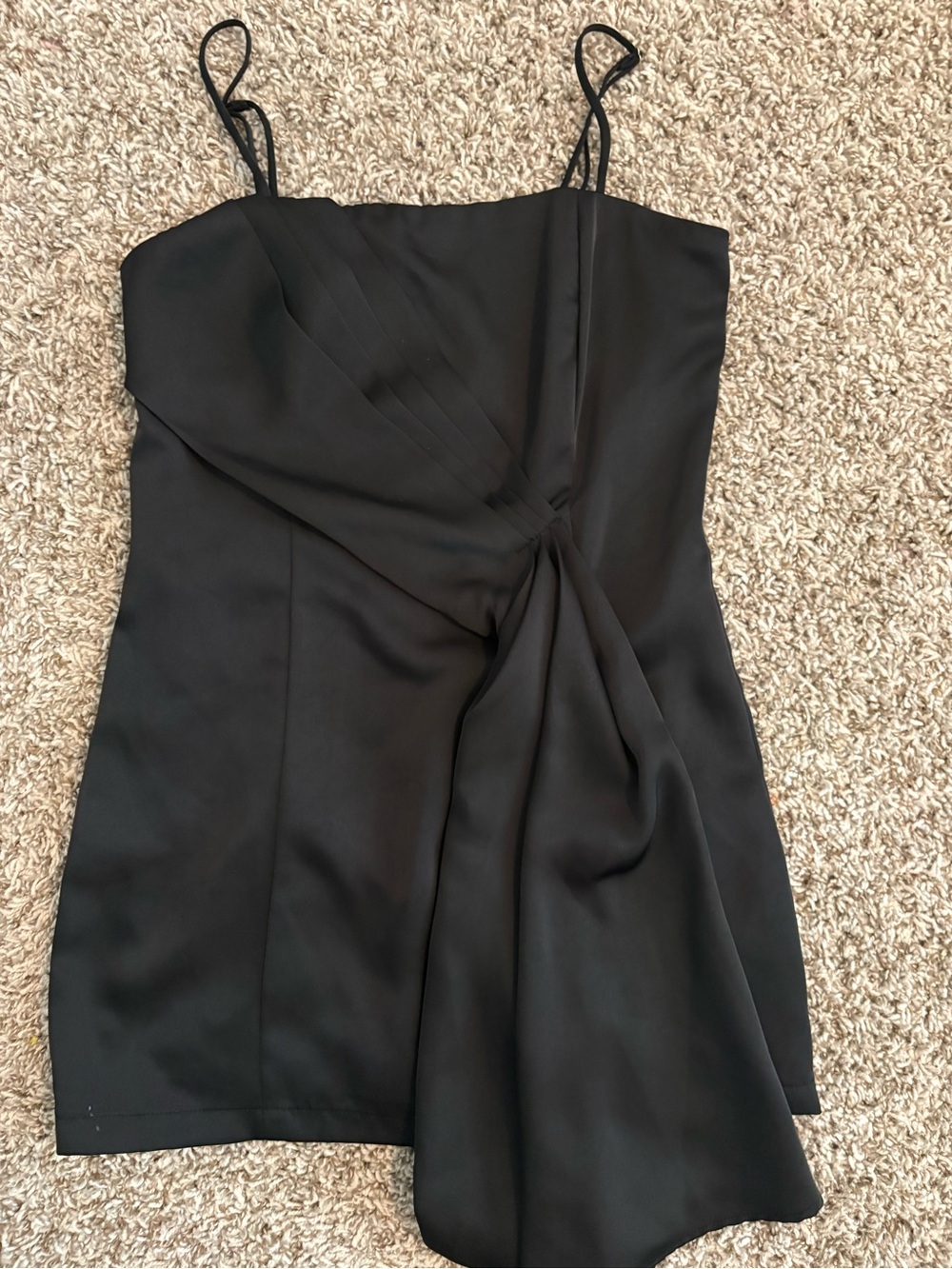 Lulu's Black Draped Mini Slip Dress